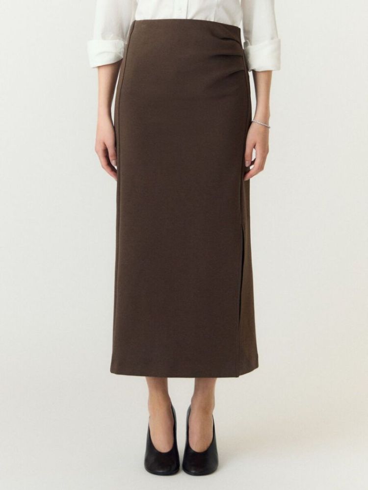 YASPINA HW LONG SKIRT NOOS 298838 Chocolat