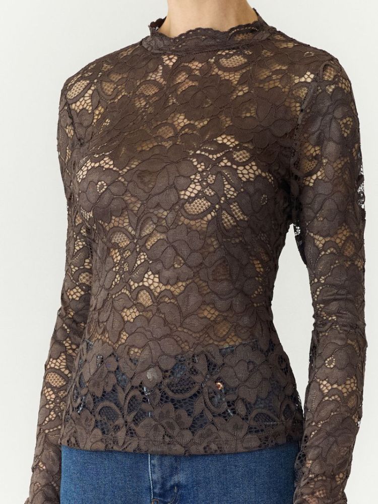 YASLACEY LS LACE TOP S. NOOS 298838 Chocolat