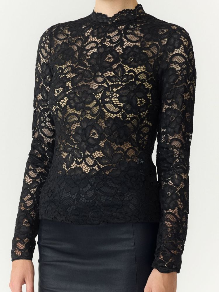 YASLACEY LS LACE TOP S. NOOS 190953 Navy Bla