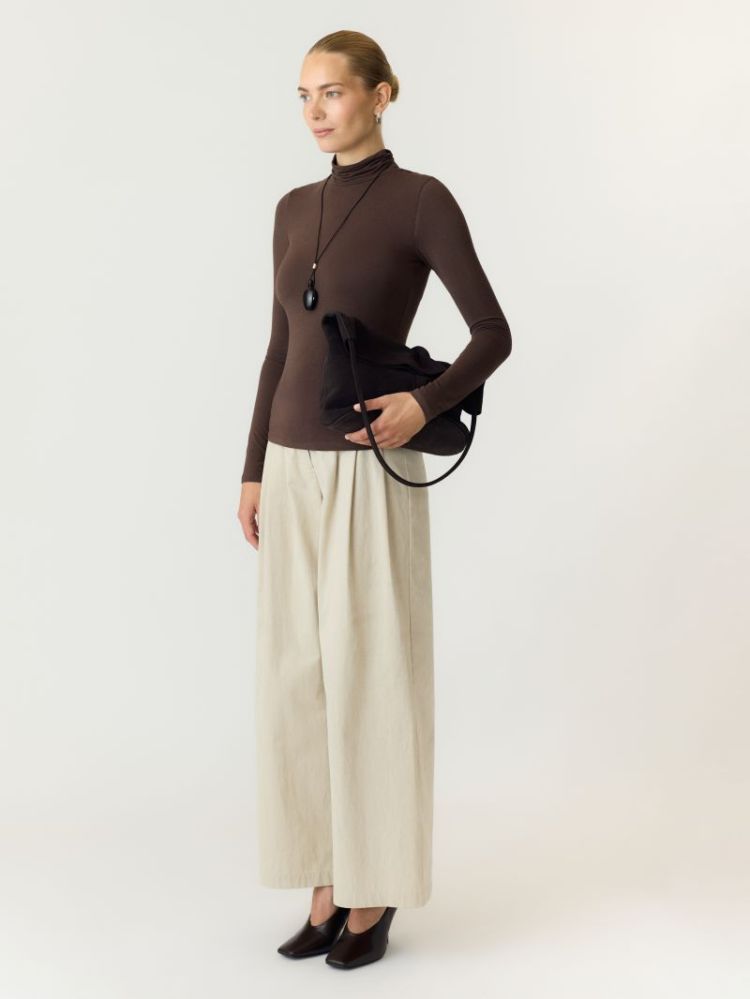 YASWOOLAN LS HIGH NECK TOP 298838 Chocolat