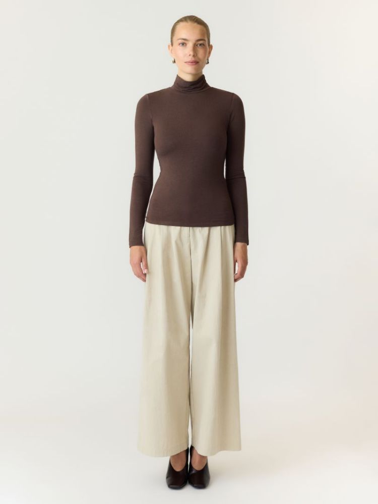 YASWOOLAN LS HIGH NECK TOP 298838 Chocolat