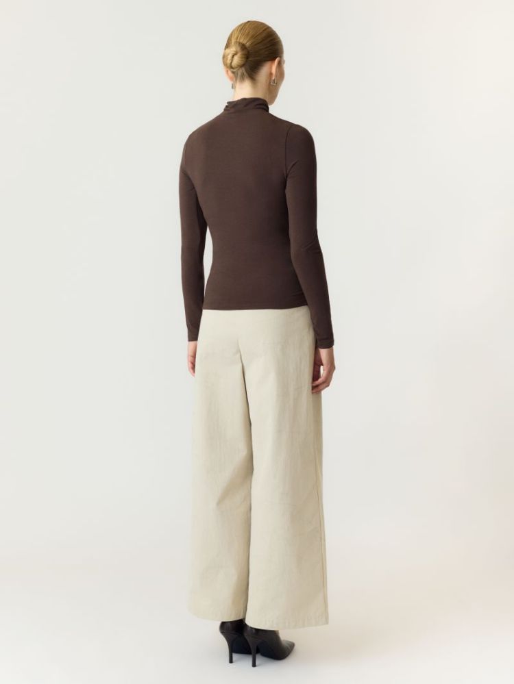 YASWOOLAN LS HIGH NECK TOP 298838 Chocolat
