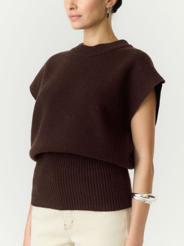 YASESLI SL WOOL BLEND KNIT VES 229437 Coffee B