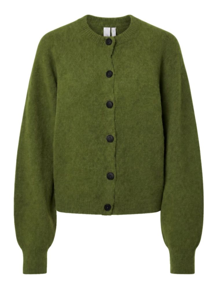 YASJOHI LS WOOL BLEND CARDIGAN 224298 Fir Gree