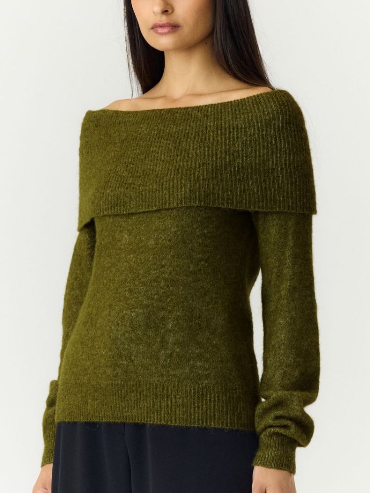 YASJOHI OS WOOL BLEND PULLOVER 224298 Fir Gree