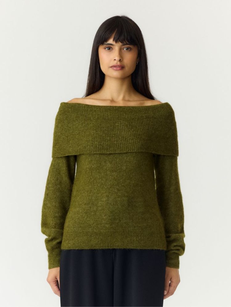 YASJOHI OS WOOL BLEND PULLOVER 224298 Fir Gree