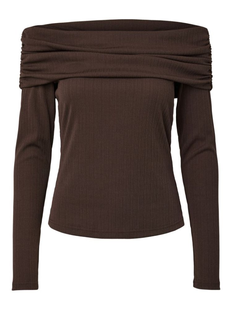YASLIVO LS OFF SHOULDER TOP 298838 Chocolat