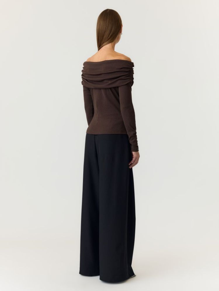 YASLIVO LS OFF SHOULDER TOP 298838 Chocolat
